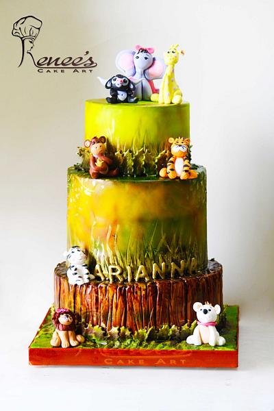 Animals in Golden Jungle by Purbaja B - Cake by purbaja