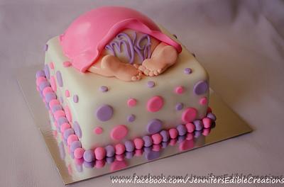 Pink and Purple Baby Bottom Baby Shower Cake - Cake by Jennifer's Edible Creations