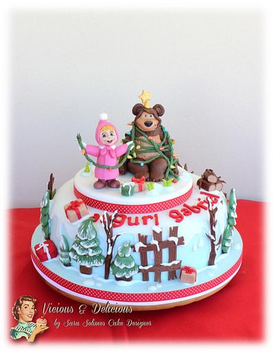 Masha and the bear Christmas time cake - Cake by Sara Solimes Party solutions