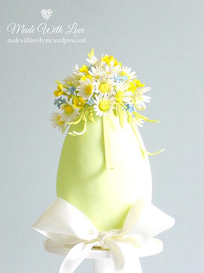 Daisies and Buttercups Easter Egg Cake - Cake by Pamela McCaffrey