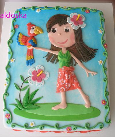 Girl with parrot - Cake by Alena