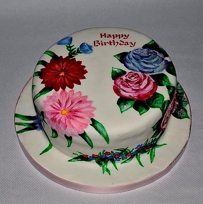 Hand painted cake with edible ink - Cake by JT Cakes