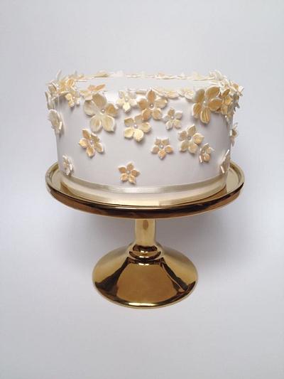 Gold and white bridal shower cake  - Cake by Sugarlace Cakes