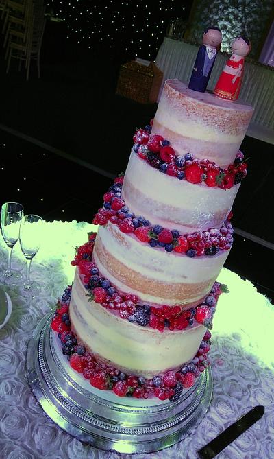 Semi-naked wedding cake with berries - Cake by The Rosehip Bakery