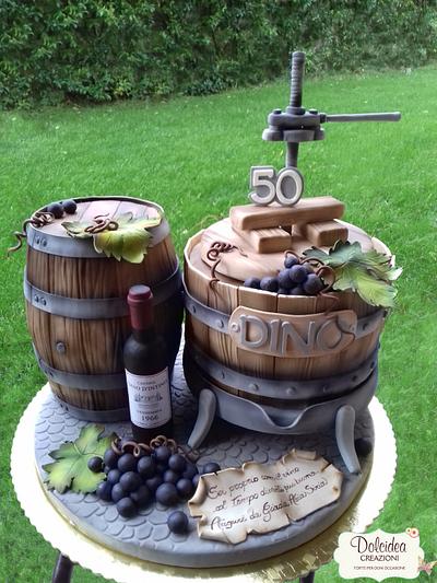 Torchio e botte con vino - Wine barrel - Cake by Dolcidea creazioni