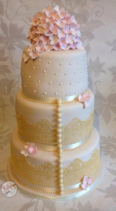 Hydrangea Wedding - Cake by Kelly Hallett