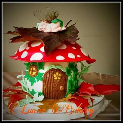 Mushroom house with sleeping fairy cake - Cake by Lunar Bakery