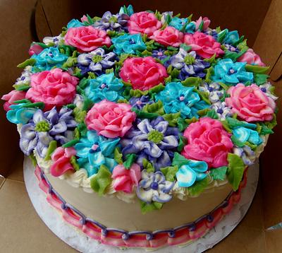 Summer buttercream floral LOVE - Cake by Nancys Fancys Cakes & Catering (Nancy Goolsby)