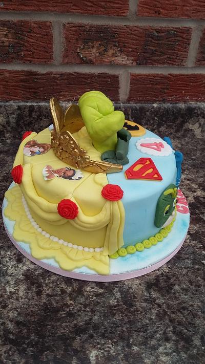 Princess and Super Hero's cake - Cake by Karen's Kakery
