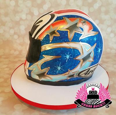 Motorcycle Racing Helmet - Cake by Cakes ROCK!!!  