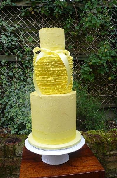Textured Lemon buttercream wedding cake  - Cake by Jo Walmsley