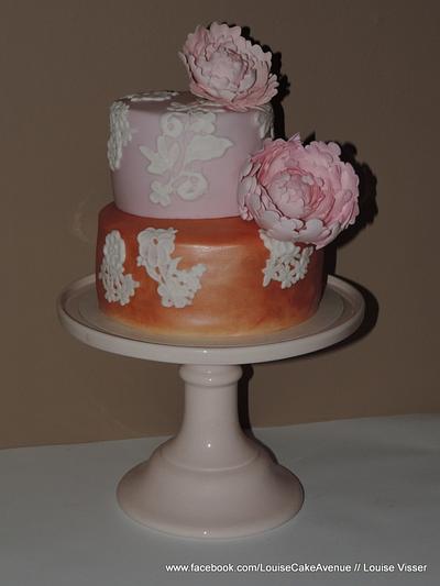 Peony elegant lace cake - Cake by Louise