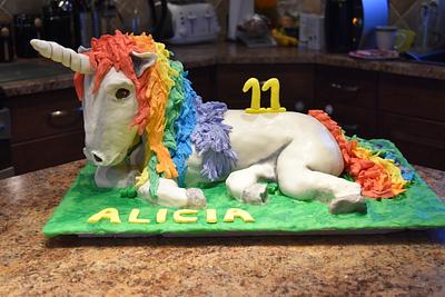 Rainbow Unicorn Cake - Cake by DeniseRayArtworks