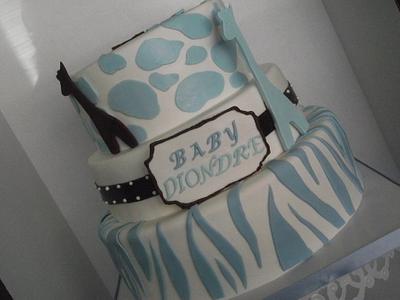 Giraffe and Zebra Print Baby Shower Cake - Cake by Tomyka