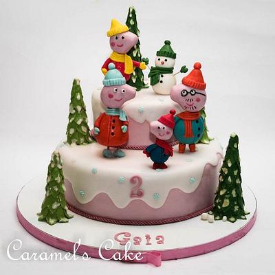 Peppa Pig on the snow - Cake by Caramel's Cake di Maria Grazia Tomaselli