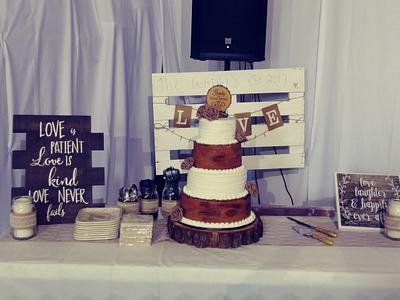Rustic Tree Buttercream and fondant wedding cake - Cake by Tiffany DuMoulin