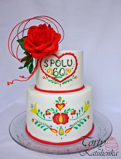 Handpainted Cake with Slovak Folk Art - Cake by Torty Katulienka