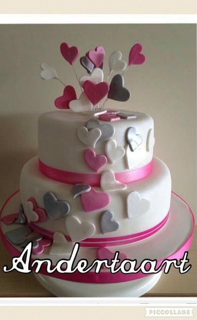 Pink and Grey wedding cake - Cake by Anneke van Dam