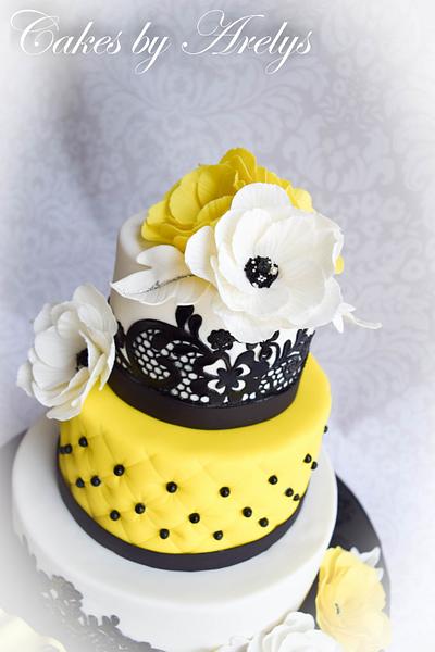 Black Lace with fantasy sugar flowers - Cake by Cakes by Arelys