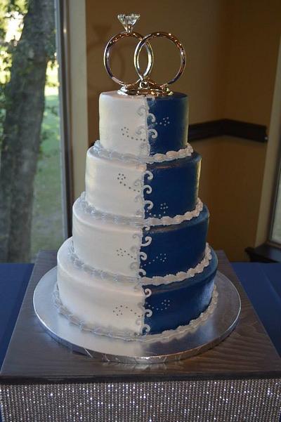 Navy and White Wedding - Cake by Kim Leatherwood