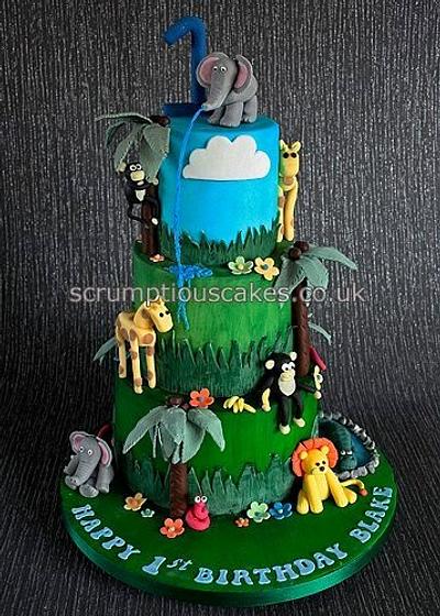 Jungle Animal Birthday Cake - Cake by Scrumptious Cakes