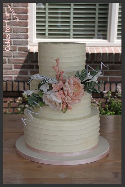 Wedding Cake - Rustic lined Swiss Meringue Buttercream  - Cake by Cakes for Fun_by LaLuub