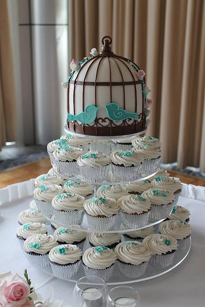 bird cage cupcake theme - Cake by Paul Delaney of Delaneys cakes