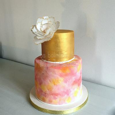 Watercolor and gold - Cake by Milene Habib
