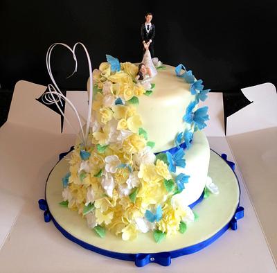 Something Blue Wedding Cake - Cake by Tanya Morris