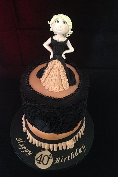 Black ruffles 40th birthday cake  - Cake by Melanie Jane Wright