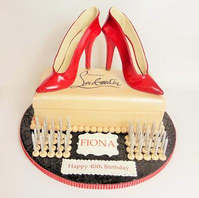 Red Patent Christian Louboutin High Heel Shoe Cake - Cake by Designerart Cakes