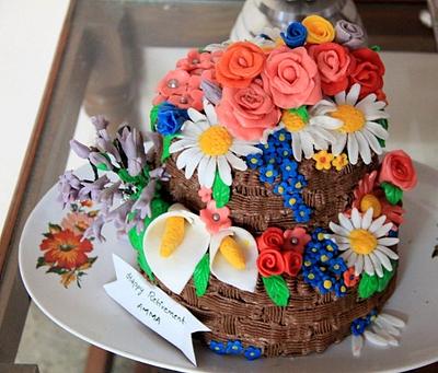 Basket of 100 flowers for my MOM - Cake by Sreeja -The Cake Addict