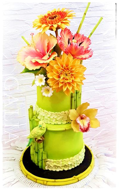 CAKE WITH A PARROT - Cake by Galya's Art 