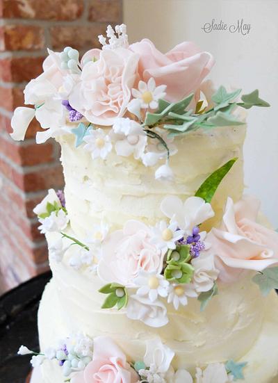 countryside flowers wedding cake  - Cake by Sharon, Sadie May Cakes 