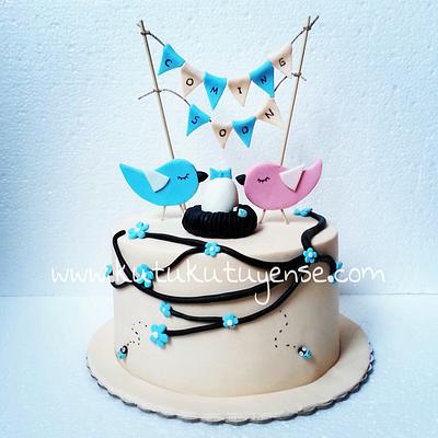 Bird Theme Babyshower Cake - Cake by kutukutuyense