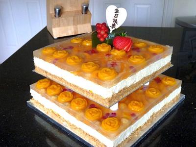 Tiered Mango Cheesecake - Cake by Mini Cake Studio