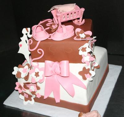 Pink and Brown Baby Shower - Cake by Alissa Newlin