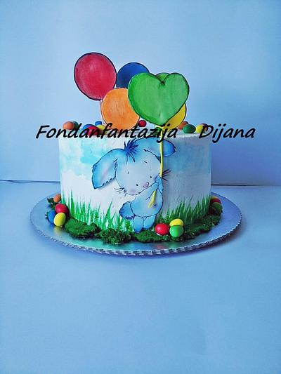 Blue bunny - Cake by Fondantfantasy