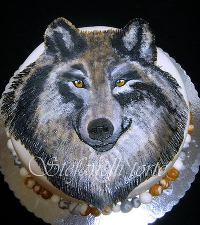Premium AI Image | A wolf and a birthday cake with candles