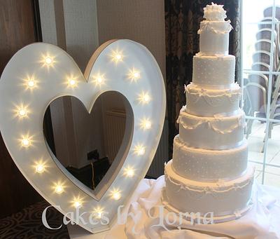 White Wedding Cake  - Cake by Cakes by Lorna