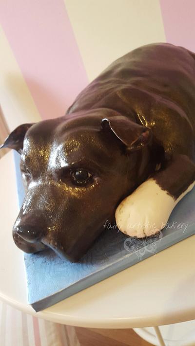 Si the staffie - Cake by Helen at fairy artistic 