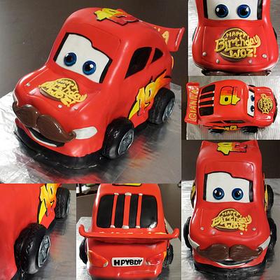 Lightning McQueen...with a mustache... - Cake by Jamie Cupcakes