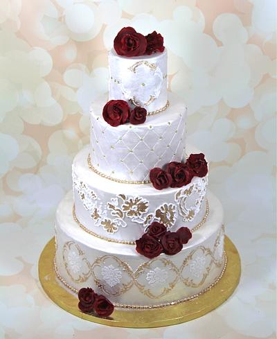 Wedding cake with gumpaste flowers - Cake by soods