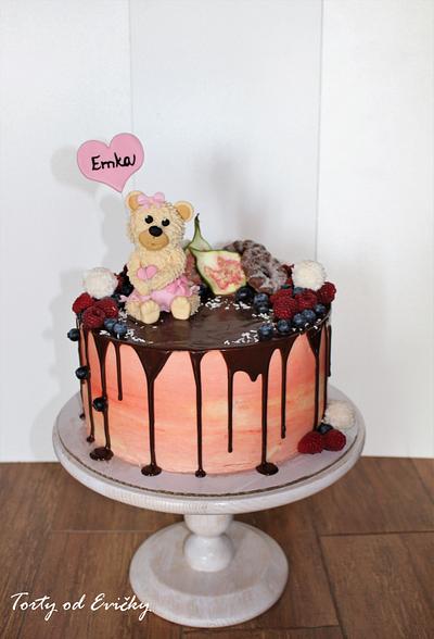 Drip cake with bear  - Cake by Cakes by Evička