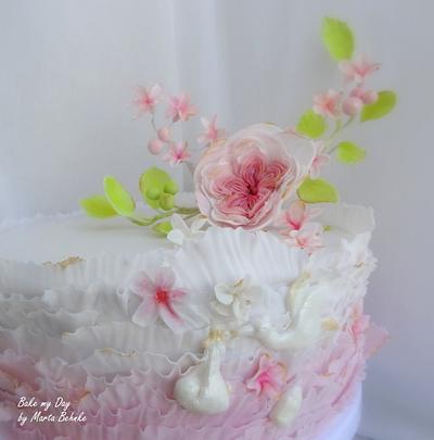 delicate lace and flower baptism cake - Cake by Marta Behnke