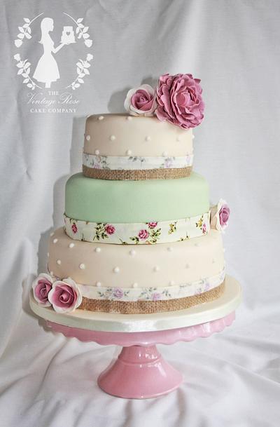 Floral Vintage styled Wedding Cake - Cake by Bethany - The Vintage Rose Cake Company