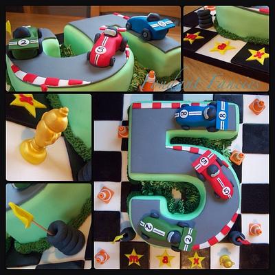 Number 5 race car track - Cake by Gemma Coupland