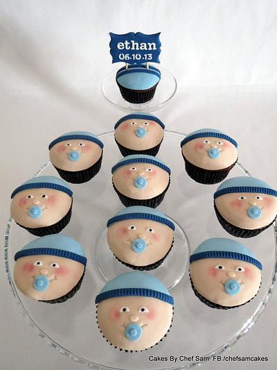 Baby boy faces for a Baptism - Cake by chefsam