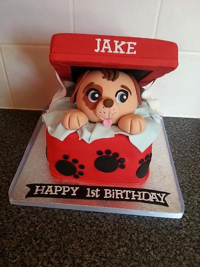 puppy in gift box - Cake by Beverley Childs