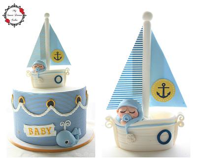 Ahoy! Nautical Baby Shower - Cake by My Sweet Dream Cakes